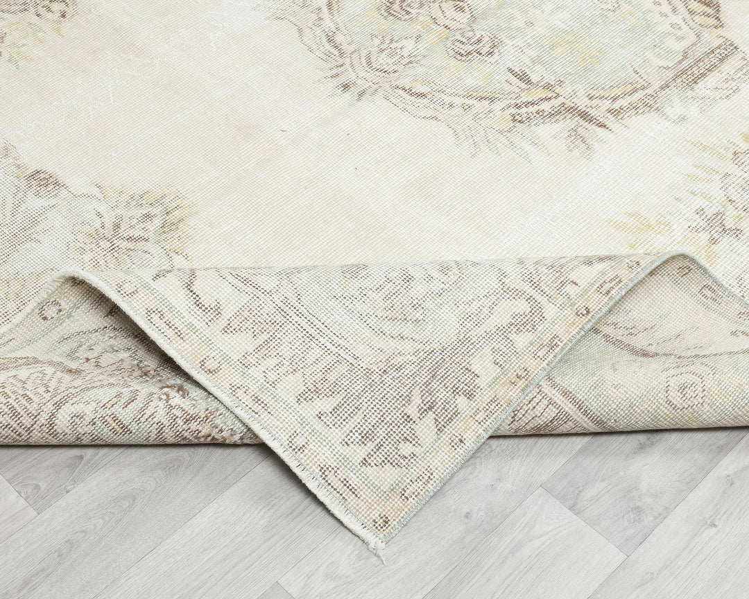 Beige Turkish Oushak Rug 6'5" x 10'4" Hand-Knotted | No. VR24074