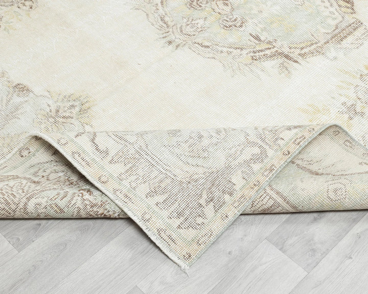 Beige Turkish Oushak Rug 6'5" x 10'4" Hand-Knotted | No. VR24074