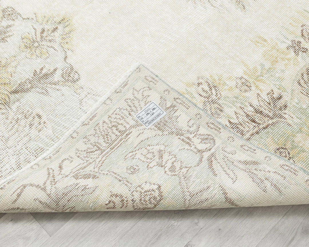 Beige Turkish Oushak Rug 6'5" x 10'4" Hand-Knotted | No. VR24074