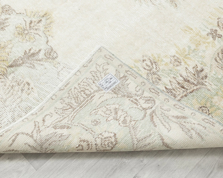 Beige Turkish Oushak Rug 6'5" x 10'4" Hand-Knotted | No. VR24074