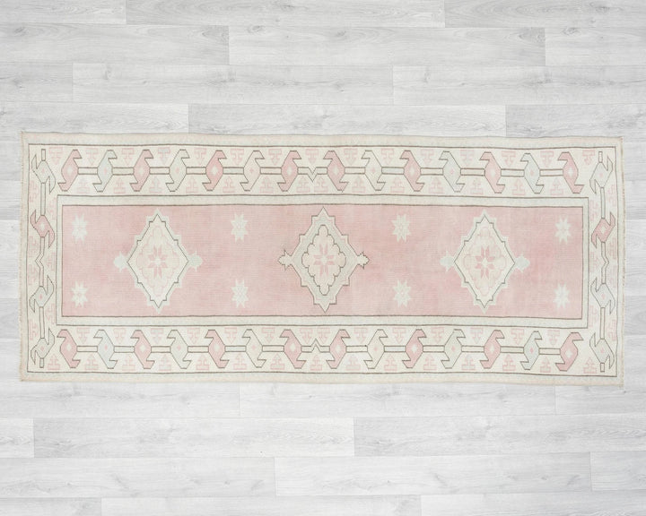 Beige Turkish Oushak Rug 2'7" x 6'2" Hand-Knotted | No. VR24132
