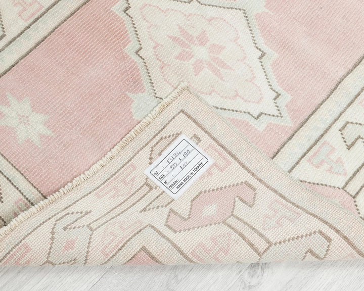 Beige Turkish Oushak Rug 2'7" x 6'2" Hand-Knotted | No. VR24132