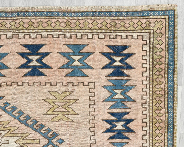 Beige Turkish Oushak Rug 6' 2" x 8' 1" Hand-Knotted | No. VR24156