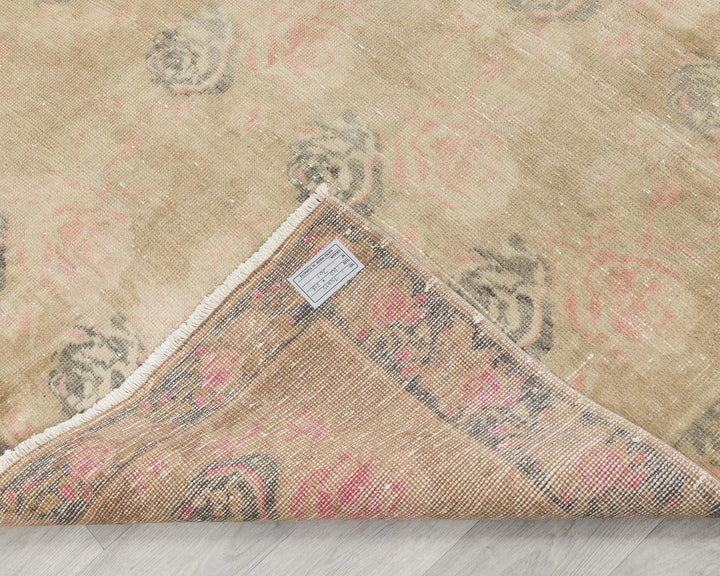 Beige Turkish Oushak Rug 4' 7" x 7' 1" Hand-Knotted | No. VR24243