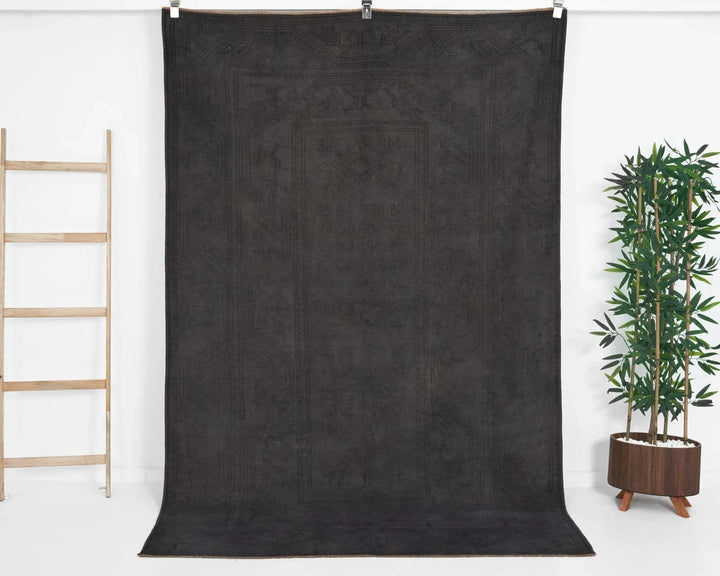 Black Turkish Oushak Rug 5' 1" x 8' Hand-Knotted | No. VR24405
