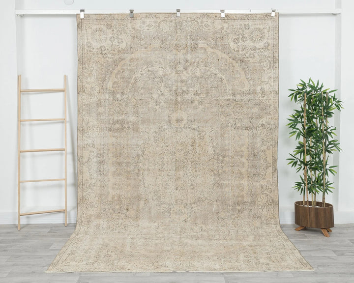 Beige Turkish Oushak Rug 6'4" x 9'11" Hand-Knotted | No. VR24431