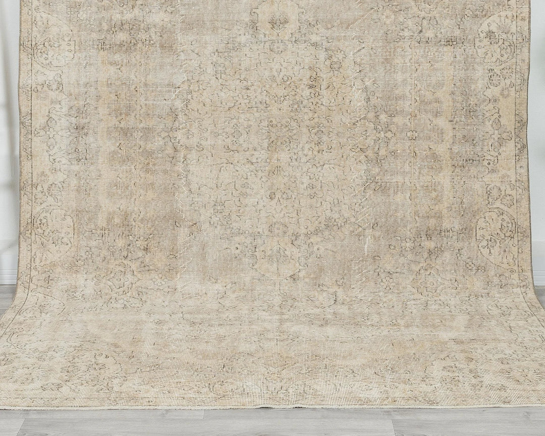 Beige Turkish Oushak Rug 6'4" x 9'11" Hand-Knotted | No. VR24431