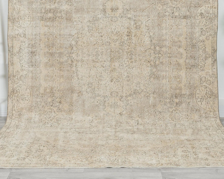 Beige Turkish Oushak Rug 6'4" x 9'11" Hand-Knotted | No. VR24431