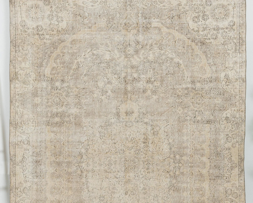 Beige Turkish Oushak Rug 6'4" x 9'11" Hand-Knotted | No. VR24431