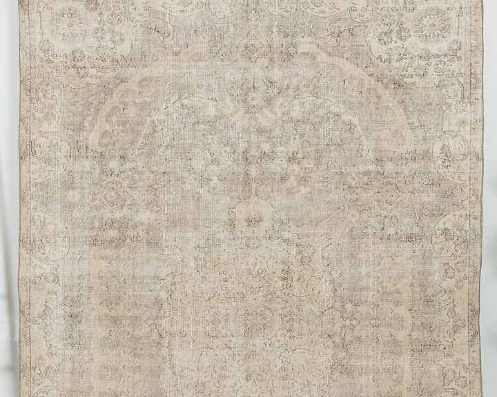 Beige Turkish Oushak Rug 6'4" x 9'11" Hand-Knotted | No. VR24431