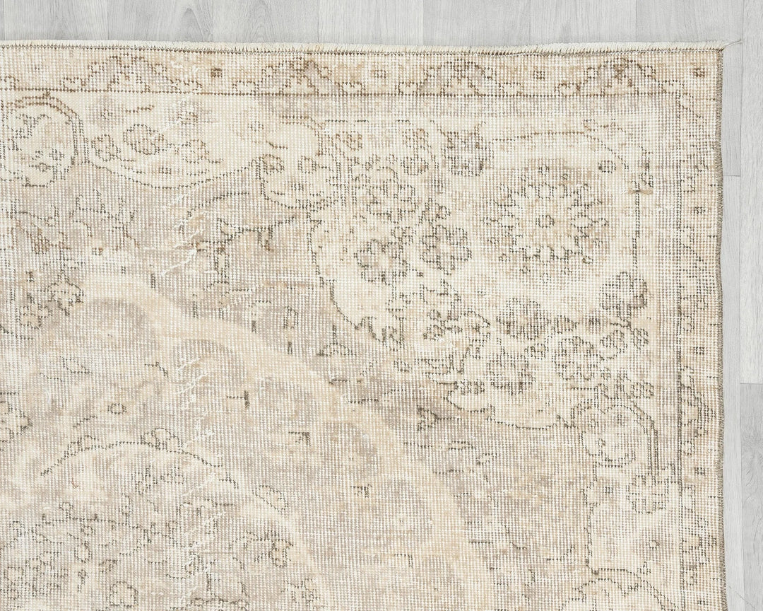 Beige Turkish Oushak Rug 6'4" x 9'11" Hand-Knotted | No. VR24431