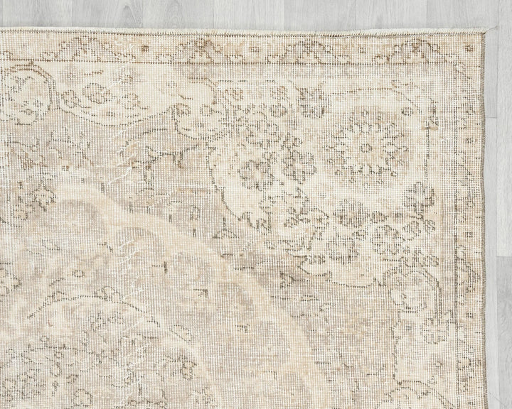 Beige Turkish Oushak Rug 6'4" x 9'11" Hand-Knotted | No. VR24431