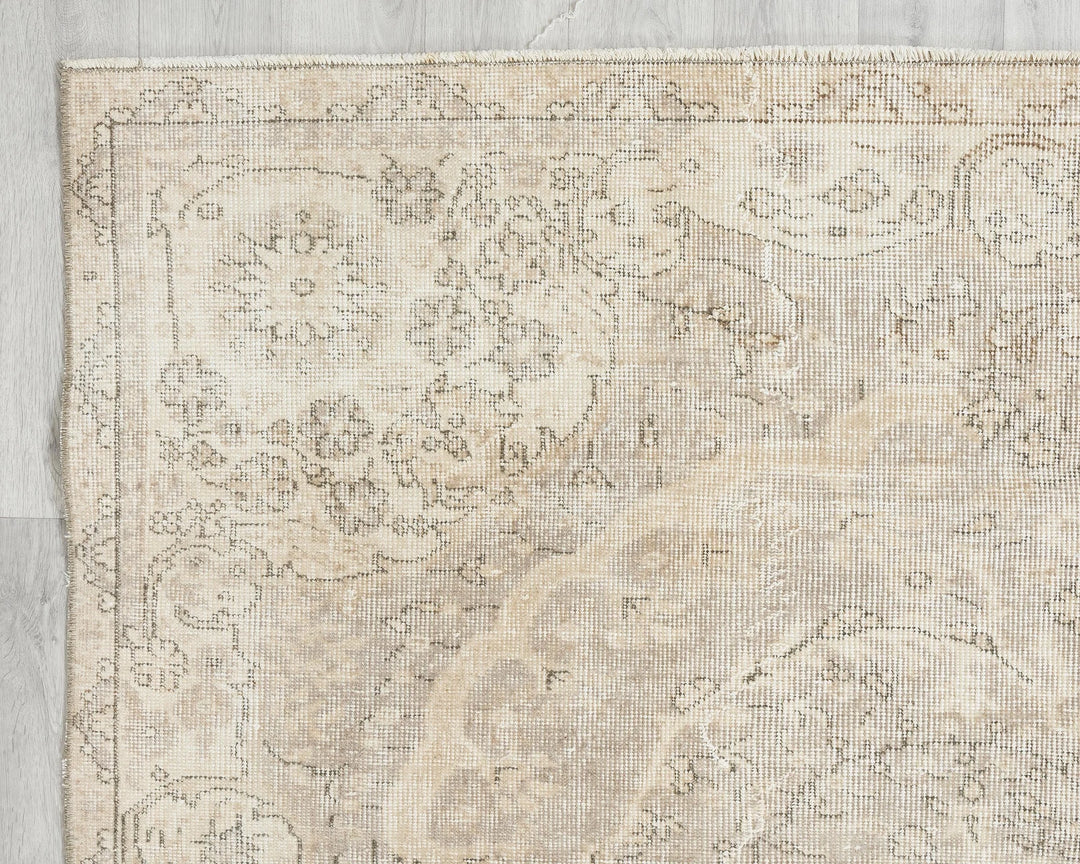 Beige Turkish Oushak Rug 6'4" x 9'11" Hand-Knotted | No. VR24431