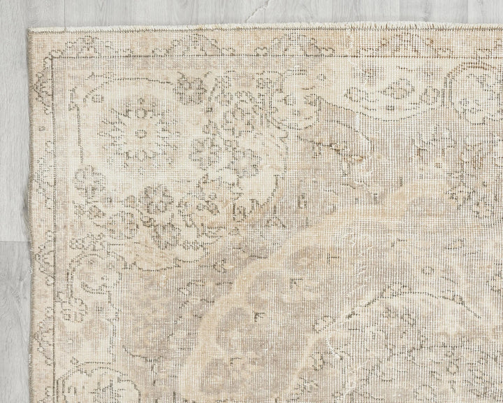 Beige Turkish Oushak Rug 6'4" x 9'11" Hand-Knotted | No. VR24431