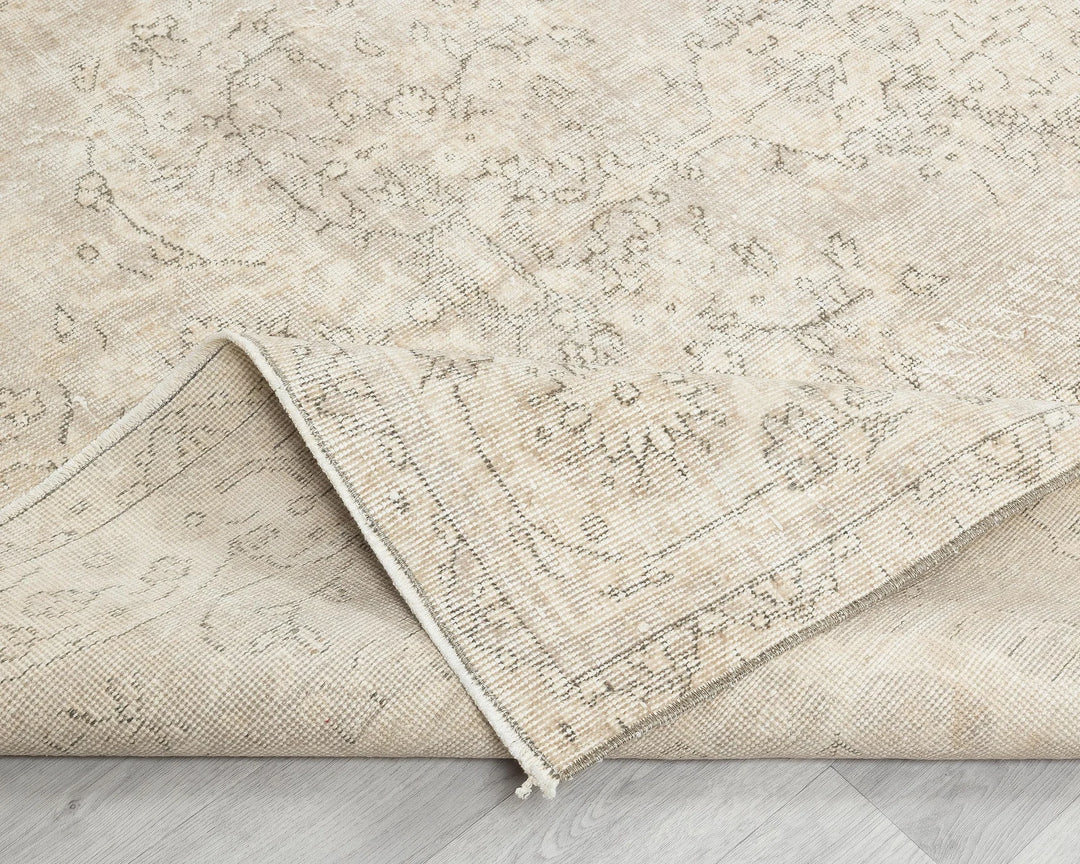 Beige Turkish Oushak Rug 6'4" x 9'11" Hand-Knotted | No. VR24431