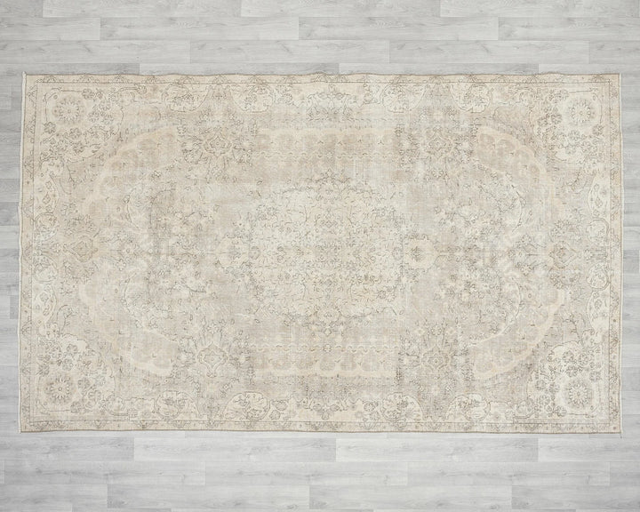 Beige Turkish Oushak Rug 6'4" x 9'11" Hand-Knotted | No. VR24431