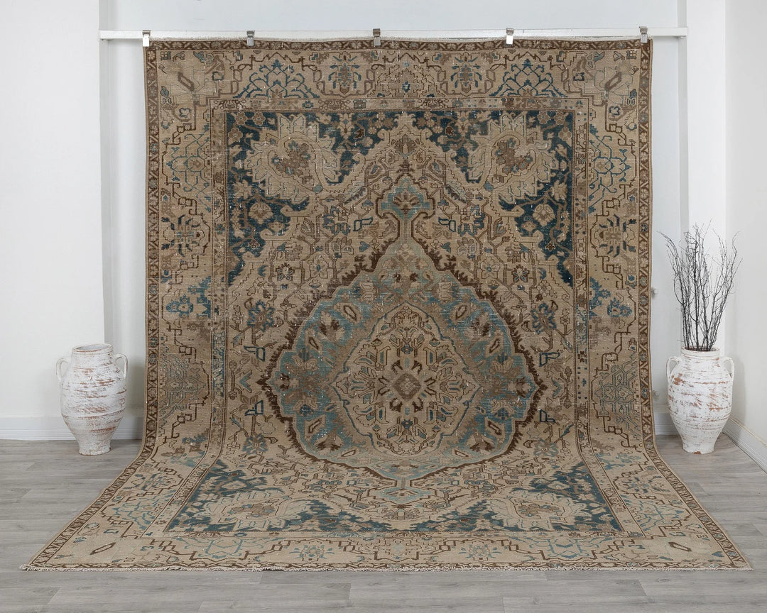 Multicolor Turkish Oushak Rug 8'6" x 11'4" Hand-Knotted