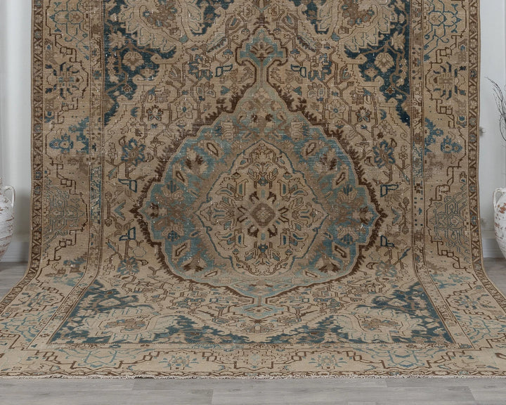 Multicolor Turkish Oushak Rug 8'6" x 11'4" Hand-Knotted detail