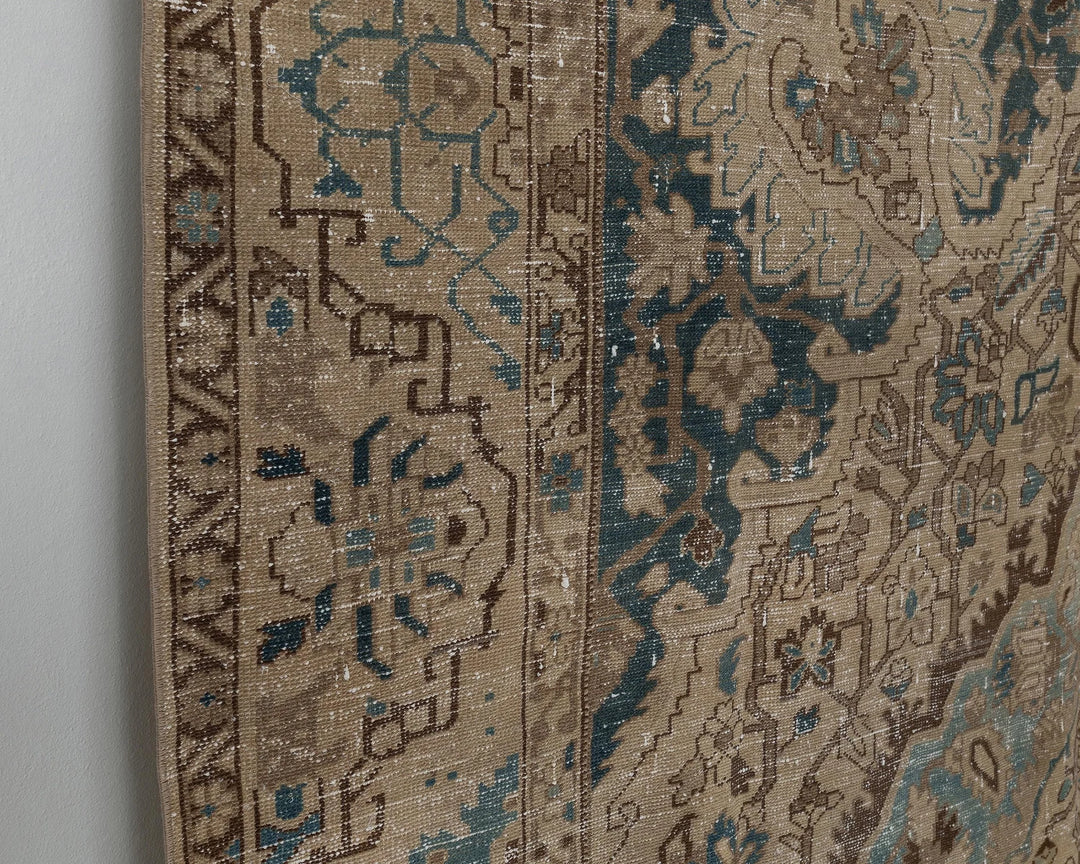 Multicolor Turkish Oushak Rug 8'6" x 11'4" Hand-Knotted close-up