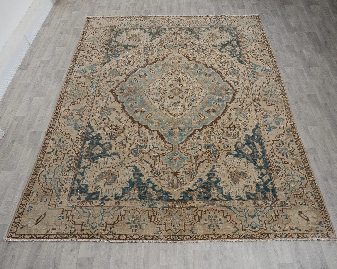 Multicolor Turkish Oushak Rug 8'6" x 11'4" Hand-Knotted reverse