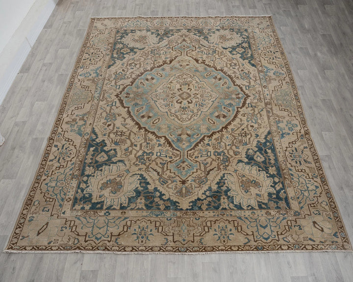 Multicolor Turkish Oushak Rug 8'6" x 11'4" Hand-Knotted reverse