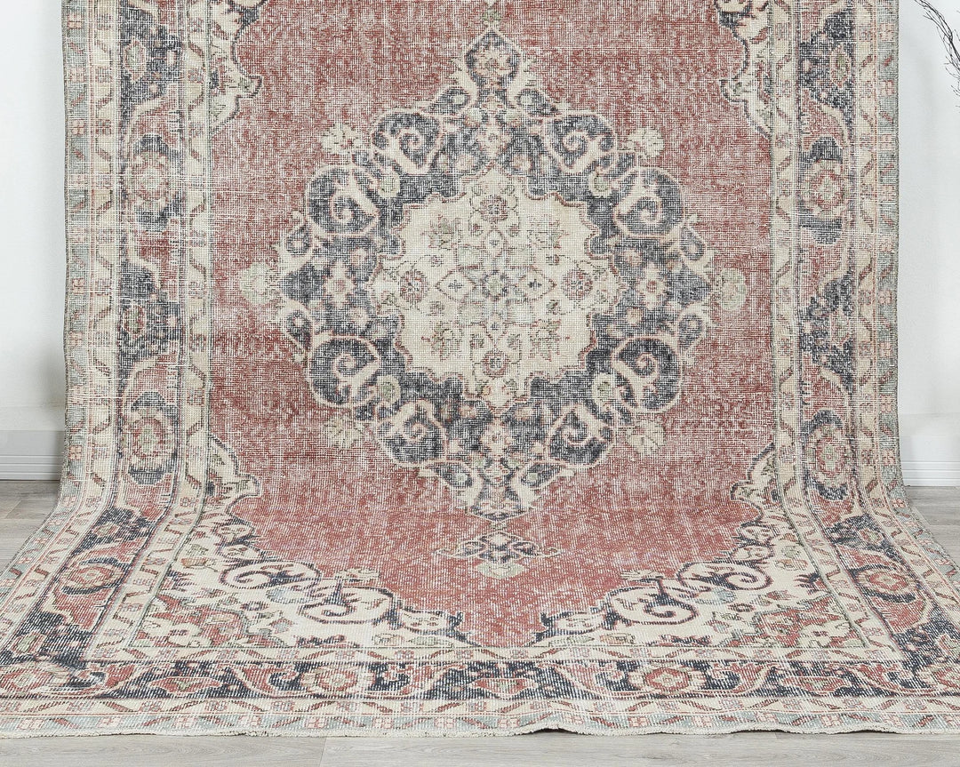 Multicolor Turkish Oushak Rug 6' 4" x 10' 5" Hand-Knotted detail