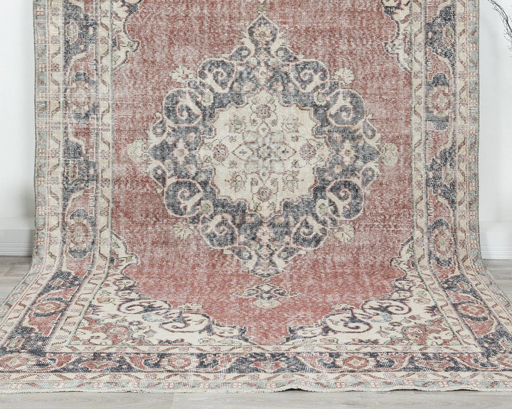 Multicolor Turkish Oushak Rug 6' 4" x 10' 5" Hand-Knotted detail