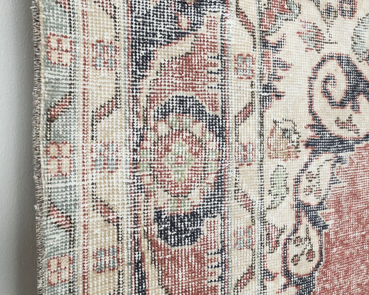 Multicolor Turkish Oushak Rug 6' 4" x 10' 5" Hand-Knotted close-up