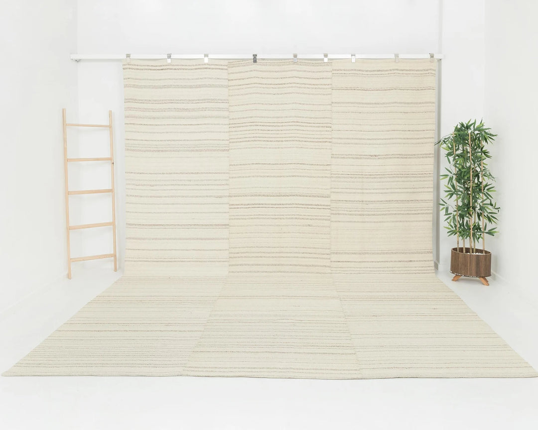 Beige Turkish Kilim Rug 10' x 13'6" Flat-Weave | No. VR24679