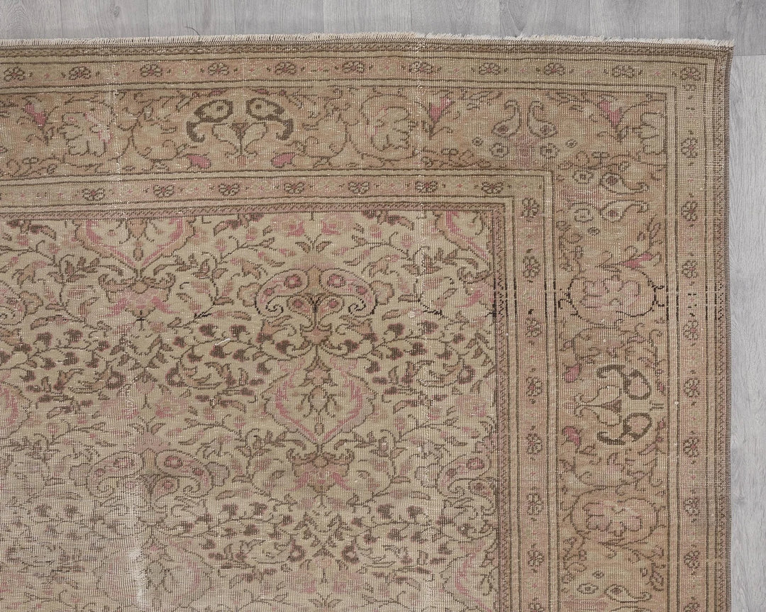Multicolor Turkish Oushak Rug 7'3" x 11'5" Hand-Knotted | No. VR24826