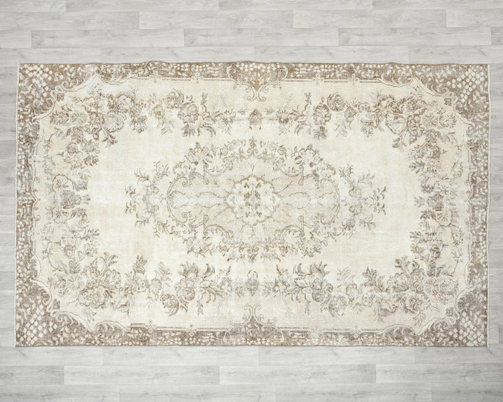 Beige Turkish Oushak Rug 6'1" x 9'11" Hand-Knotted view 9