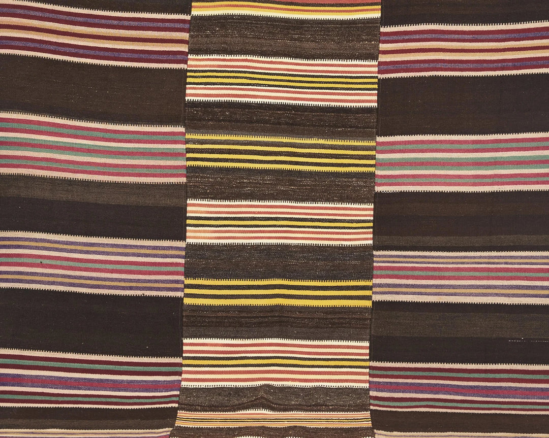 Brown Turkish Kilim Rug 6'5" x 10'6" Flat-Weave | No. VR24987