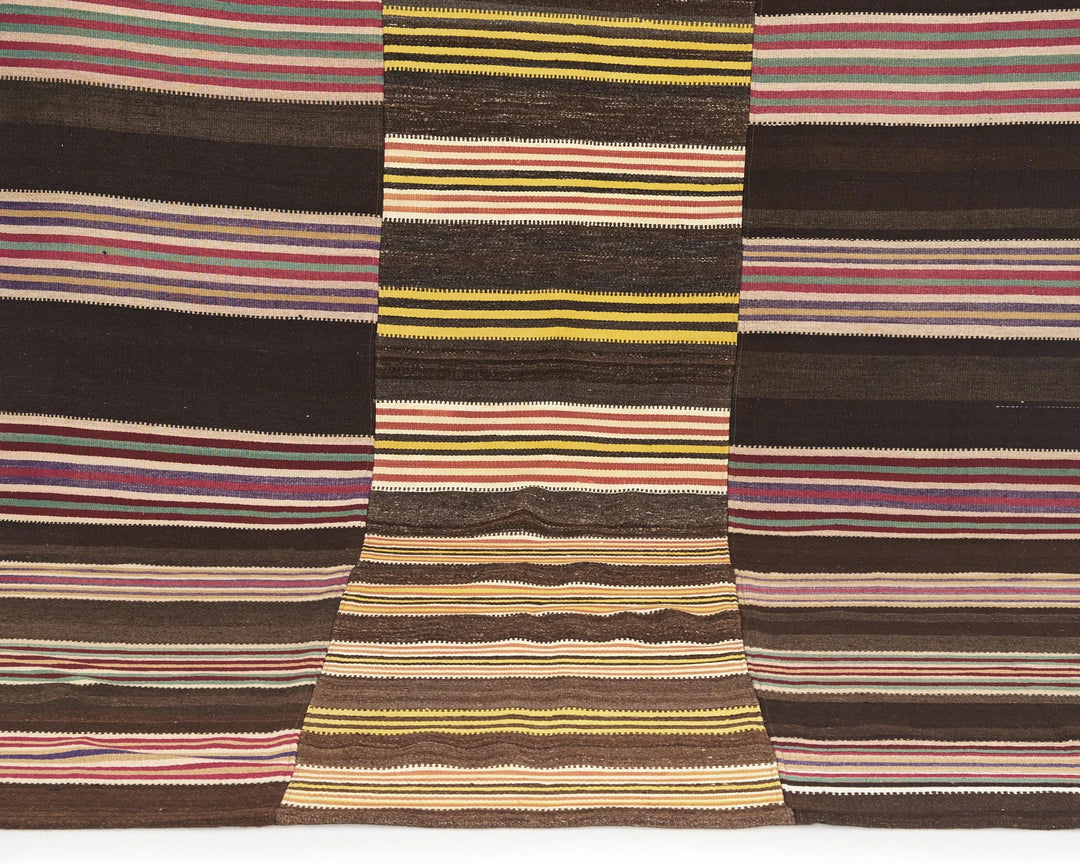 Brown Turkish Kilim Rug 6'5" x 10'6" Flat-Weave | No. VR24987