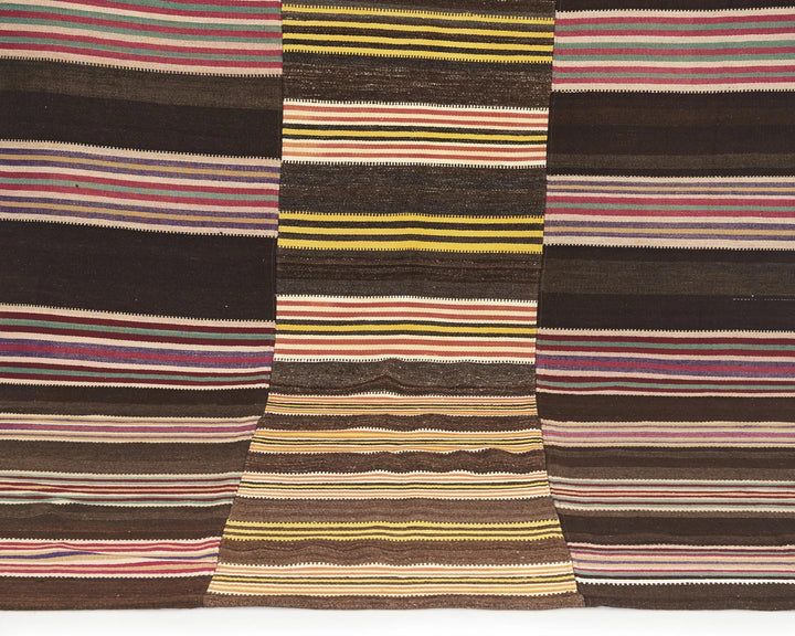 Brown Turkish Kilim Rug 6'5" x 10'6" Flat-Weave | No. VR24987
