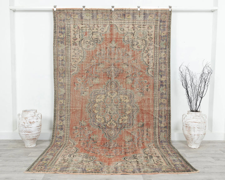 Multicolor Turkish Oushak Rug 5' 10" x 9' 10" Hand-Knotted | No. VR24989