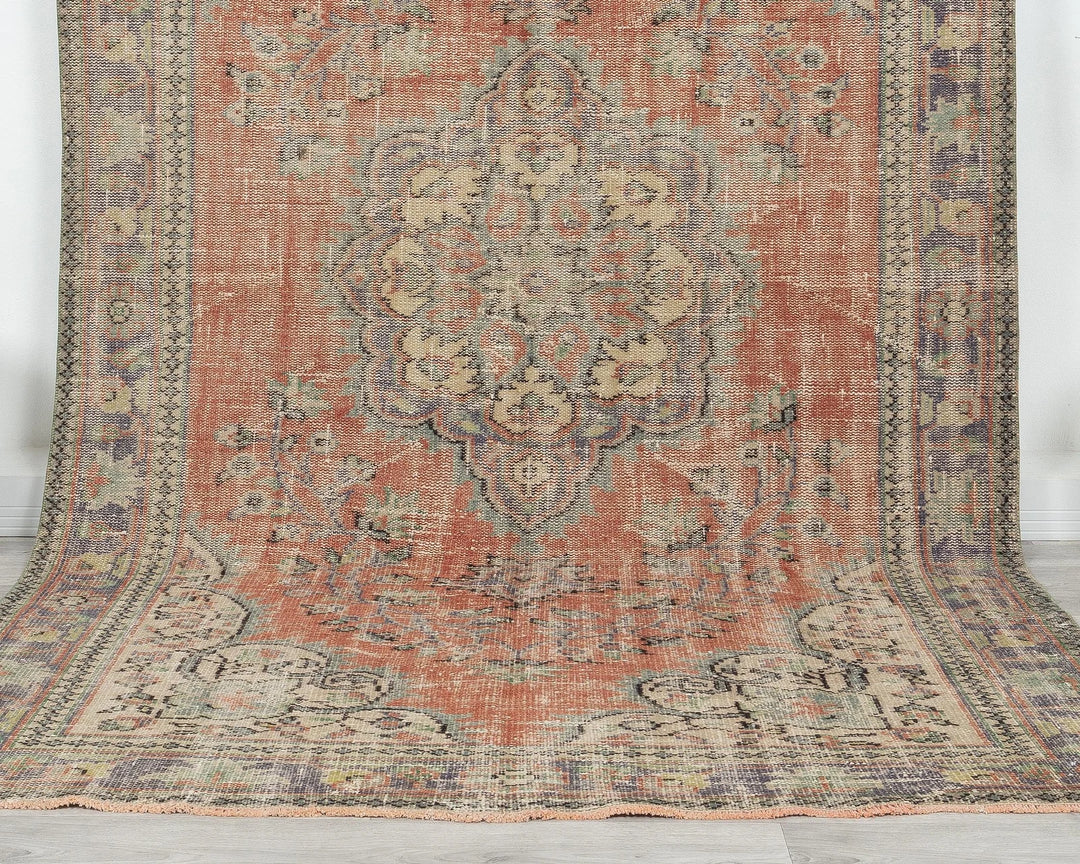 Multicolor Turkish Oushak Rug 5' 10" x 9' 10" Hand-Knotted | No. VR24989