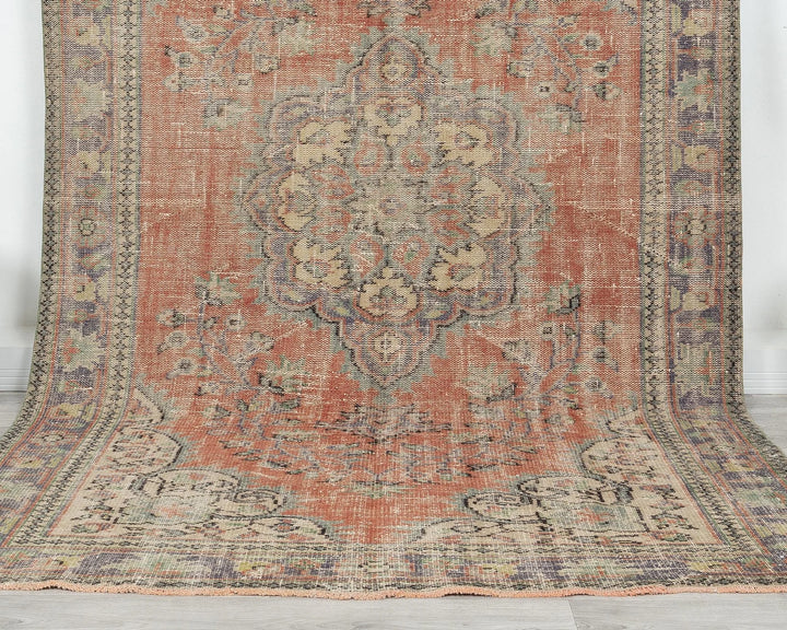 Multicolor Turkish Oushak Rug 5' 10" x 9' 10" Hand-Knotted | No. VR24989