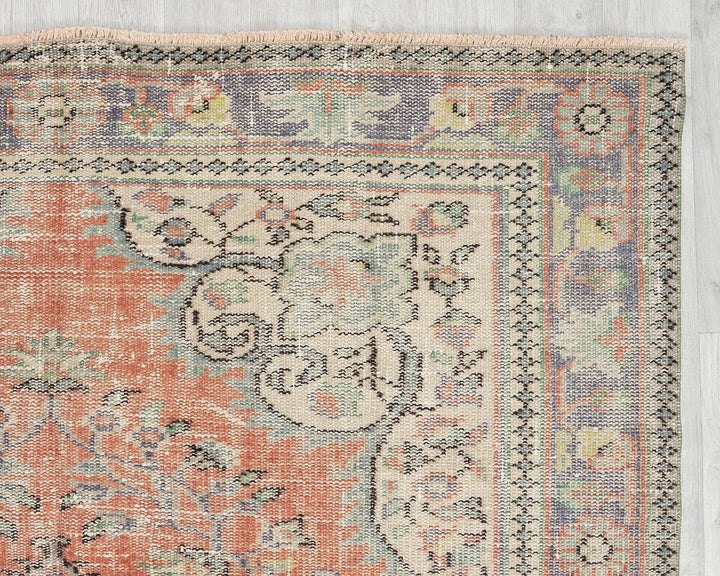 Multicolor Turkish Oushak Rug 5' 10" x 9' 10" Hand-Knotted | No. VR24989