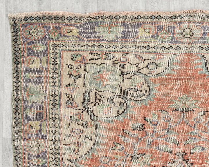 Multicolor Turkish Oushak Rug 5' 10" x 9' 10" Hand-Knotted | No. VR24989