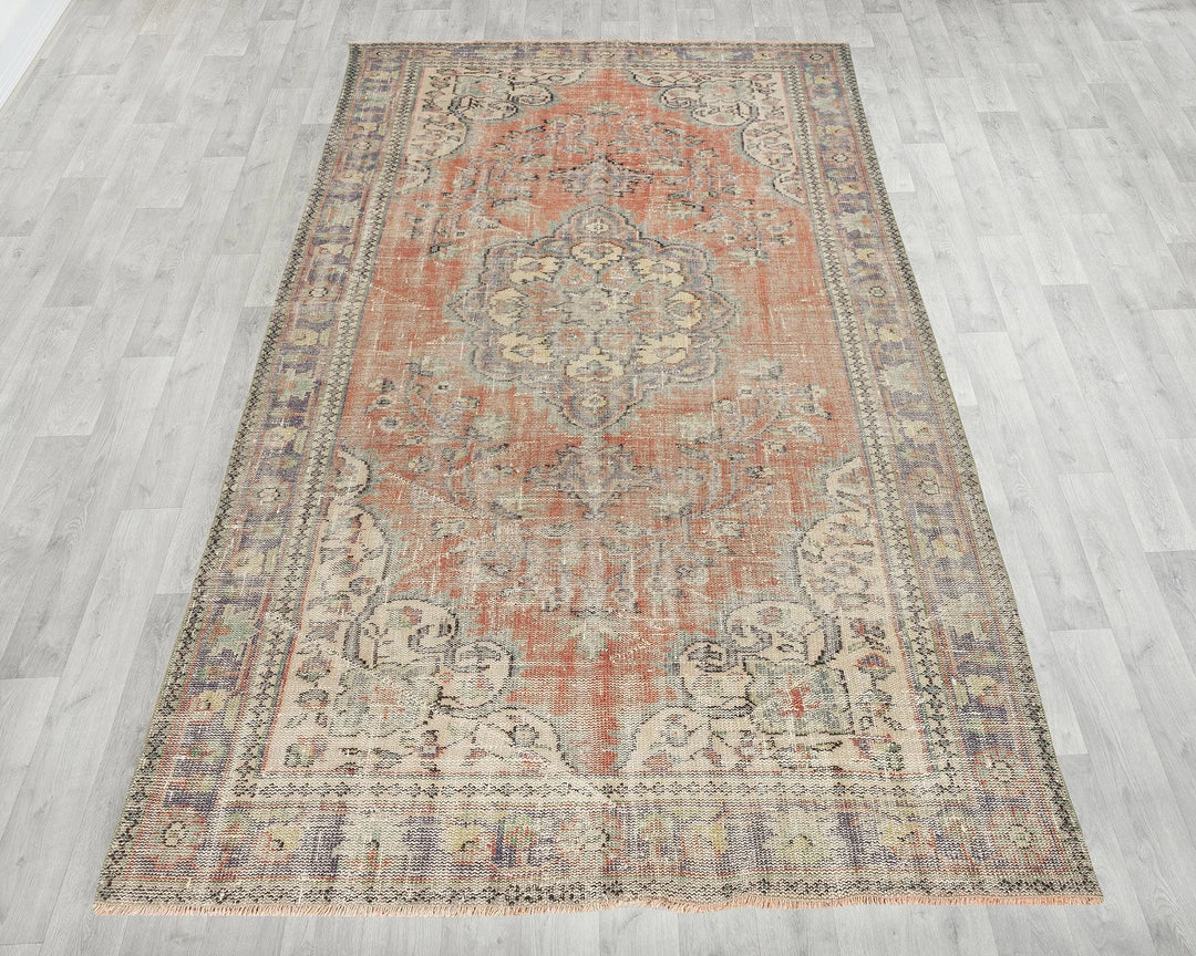 Multicolor Turkish Oushak Rug 5' 10" x 9' 10" Hand-Knotted | No. VR24989