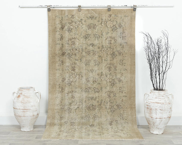 Beige Turkish Oushak Rug 6'5" x 3'8" Hand-Knotted | No. VR25140