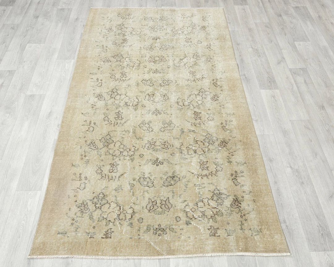 Beige Turkish Oushak Rug 6'5" x 3'8" Hand-Knotted | No. VR25140