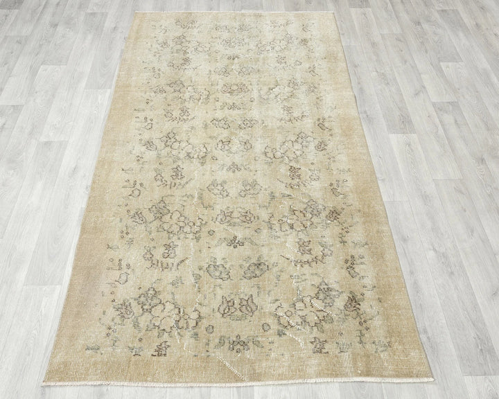 Beige Turkish Oushak Rug 6'5" x 3'8" Hand-Knotted | No. VR25140