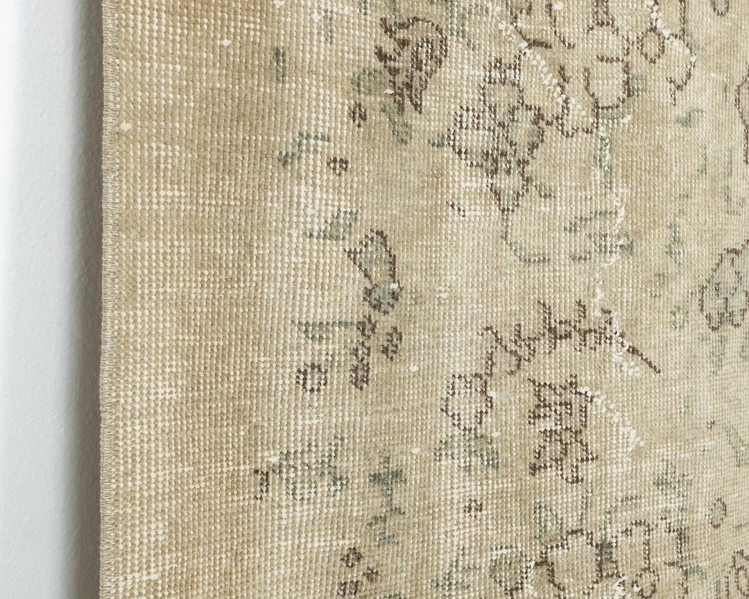 Beige Turkish Oushak Rug 6'5" x 3'8" Hand-Knotted | No. VR25140