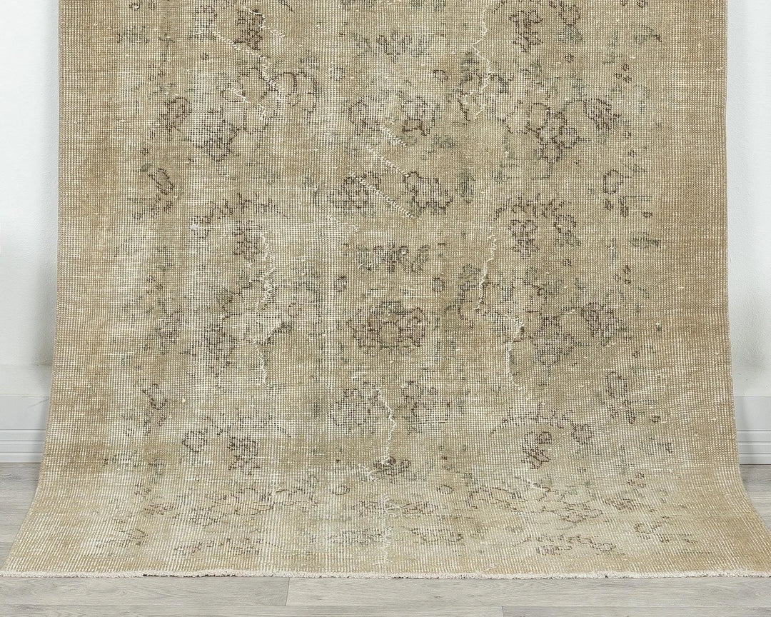 Beige Turkish Oushak Rug 6'5" x 3'8" Hand-Knotted | No. VR25140
