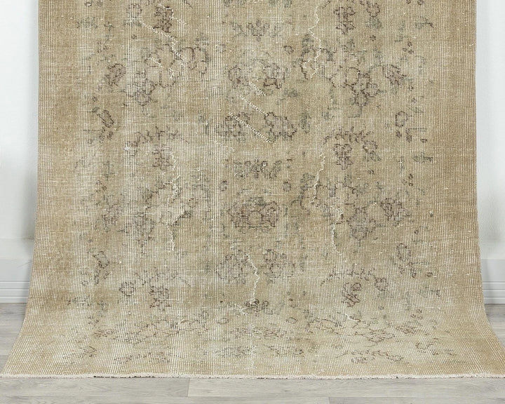 Beige Turkish Oushak Rug 6'5" x 3'8" Hand-Knotted | No. VR25140