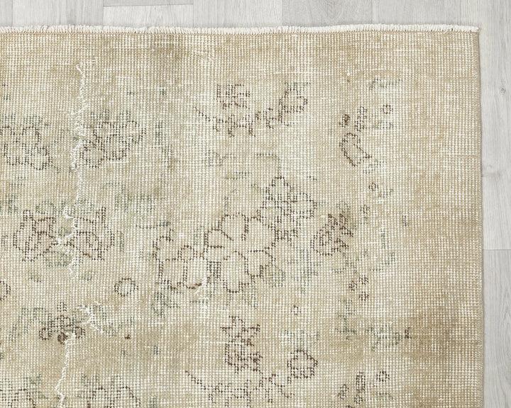 Beige Turkish Oushak Rug 6'5" x 3'8" Hand-Knotted | No. VR25140