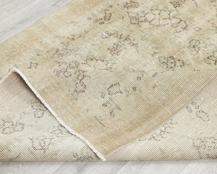 Beige Turkish Oushak Rug 6'5" x 3'8" Hand-Knotted | No. VR25140