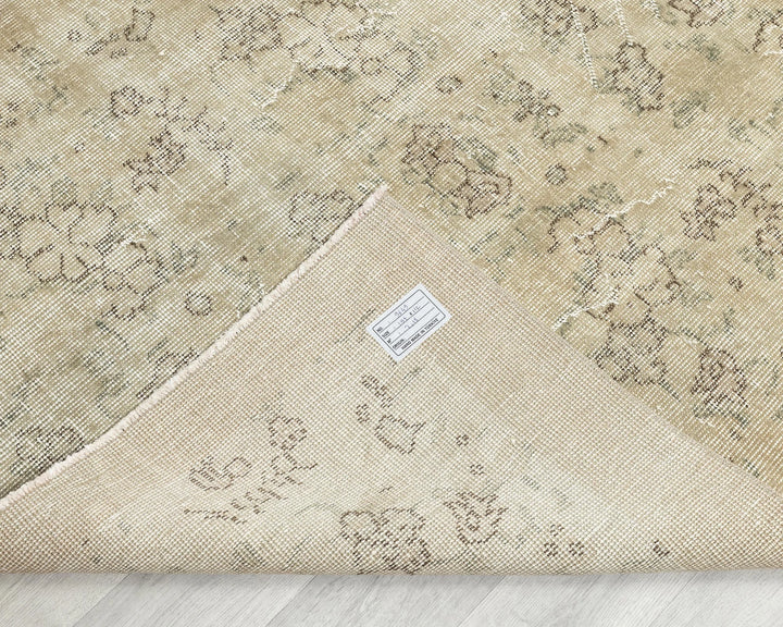 Beige Turkish Oushak Rug 6'5" x 3'8" Hand-Knotted | No. VR25140