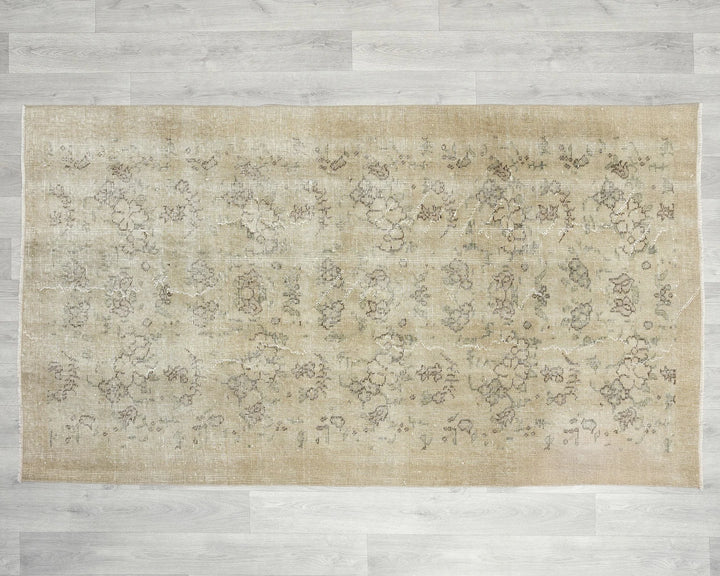 Beige Turkish Oushak Rug 6'5" x 3'8" Hand-Knotted | No. VR25140